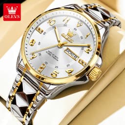 OLEVS Luxury Brand Couple Watch Classics Dual Calendar Wristwatch for Men and Women Waterproof Lover's Watch Set Gift Box