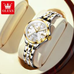 OLEVS Luxury Brand Couple Watch Classics Dual Calendar Wristwatch for Men and Women Waterproof Lover's Watch Set Gift Box