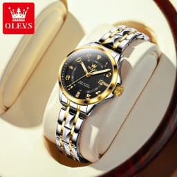 OLEVS Luxury Brand Couple Watch Classics Dual Calendar Wristwatch for Men and Women Waterproof Lover's Watch Set Gift Box