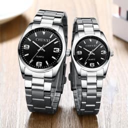CHENXI Casual Fashion Couple Watch Stainless Strap Luminous Men's and Women's Classic Style Quartz Wristwatches Lover's Gift