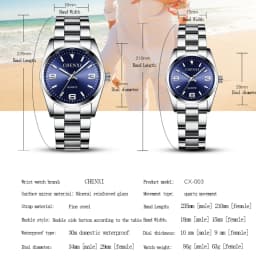CHENXI Casual Fashion Couple Watch Stainless Strap Luminous Men's and Women's Classic Style Quartz Wristwatches Lover's Gift