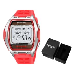 SKMEI 2750 Solar Digital Watch For Men Big Number 5ATM Water Resistant Sports Men Digital Watch EL Light Week Date Outdoor Clock