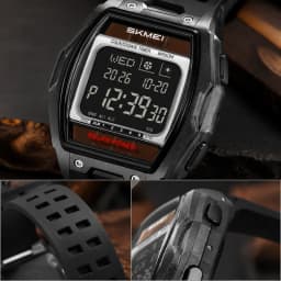 SKMEI 2750 Solar Digital Watch For Men Big Number 5ATM Water Resistant Sports Men Digital Watch EL Light Week Date Outdoor Clock