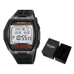 SKMEI 2750 Solar Digital Watch For Men Big Number 5ATM Water Resistant Sports Men Digital Watch EL Light Week Date Outdoor Clock