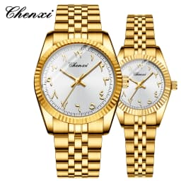 CHENXI 0042 Fashion Couple Lover's Watches 1Piece Stainless Steel Waterproof Luminous Quartz Wristwatch For Lover Women Men