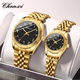 CHENXI 0042 Fashion Couple Lover's Watches 1Piece Stainless Steel Waterproof Luminous Quartz Wristwatch For Lover Women Men