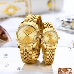 CHENXI 0042 Fashion Couple Lover's Watches 1Piece Stainless Steel Waterproof Luminous Quartz Wristwatch For Lover Women Men