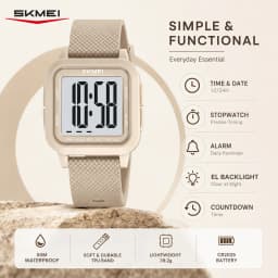 SKMEI 2691 Men's Sports Digital Watches 50M Waterproof Fashion Electronic Wristwatch Women Clock EL Light Week Date Display