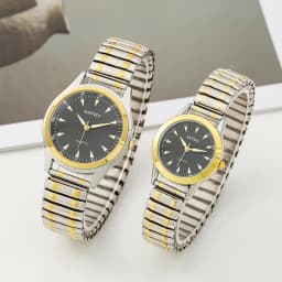 Casual Ladies Middle-Aged and Elderly Watches Steel Band Spring Elastic Band Couple Watches Fashion Gifts Quartz Watch Men
