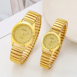 Casual Ladies Middle-Aged and Elderly Watches Steel Band Spring Elastic Band Couple Watches Fashion Gifts Quartz Watch Men