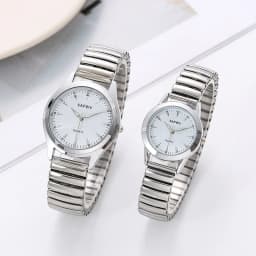Casual Ladies Middle-Aged and Elderly Watches Steel Band Spring Elastic Band Couple Watches Fashion Gifts Quartz Watch Men