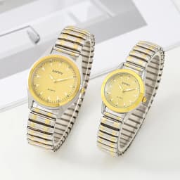 Casual Ladies Middle-Aged and Elderly Watches Steel Band Spring Elastic Band Couple Watches Fashion Gifts Quartz Watch Men