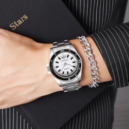 2024 New Men's and Women's Steel Strip Watch Trendy Leisure Calendar Scale Stainless Steel Strip Couple Quartz Watch Gift Watch