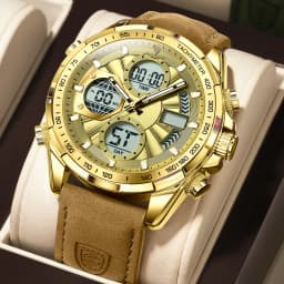 POEDAGAR Fashion Men Wristwatch Week Date Digital LED Quartz Man Clock Alarm Dual Time Display Electronic Luminous Men's Watches
