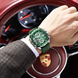 POEDAGAR Fashion Men Wristwatch Week Date Digital LED Quartz Man Clock Alarm Dual Time Display Electronic Luminous Men's Watches