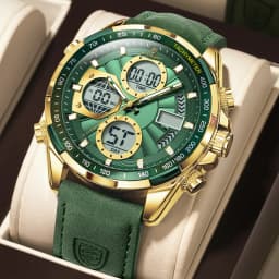 POEDAGAR Fashion Men Wristwatch Week Date Digital LED Quartz Man Clock Alarm Dual Time Display Electronic Luminous Men's Watches