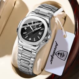 POEDAGAR Square Couple Wristwatch Luminous Waterproof Date Love Watch High Quality Luxury Women's Quartz Watches for girlfriend