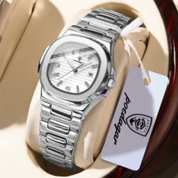 POEDAGAR Square Couple Wristwatch Luminous Waterproof Date Love Watch High Quality Luxury Women's Quartz Watches for girlfriend
