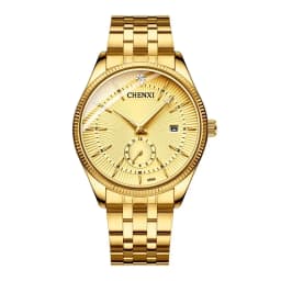 CHENXI Top Brand Luxury Golden Quartz Watch for Couple Fashion Creative Women and Men Wristwatch with Calendar Elegant Lady Gift