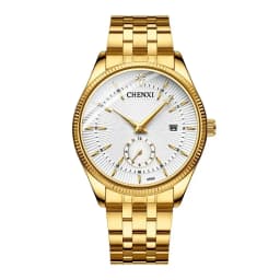 CHENXI Top Brand Luxury Golden Quartz Watch for Couple Fashion Creative Women and Men Wristwatch with Calendar Elegant Lady Gift