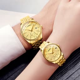 CHENXI Top Brand Luxury Golden Quartz Watch for Couple Fashion Creative Women and Men Wristwatch with Calendar Elegant Lady Gift