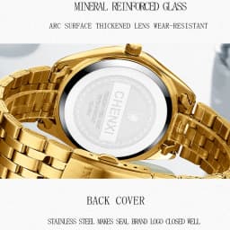 CHENXI Top Brand Luxury Golden Quartz Watch for Couple Fashion Creative Women and Men Wristwatch with Calendar Elegant Lady Gift