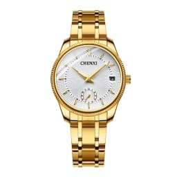CHENXI Top Brand Luxury Golden Quartz Watch for Couple Fashion Creative Women and Men Wristwatch with Calendar Elegant Lady Gift
