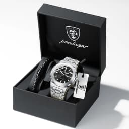 POEDAGAR Couple Watches Square Men's Watches Waterproof Luminous Date Week Stainless Steel Quartz Man Wristwatch with Box Gift