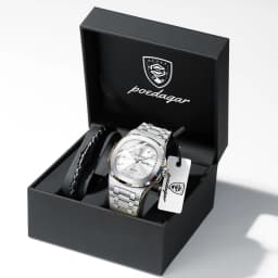 POEDAGAR Couple Watches Square Men's Watches Waterproof Luminous Date Week Stainless Steel Quartz Man Wristwatch with Box Gift