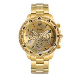Business Men's Casual Quartz Watches Sets Analog Golden & Silvery Alloy Strap Classic Mens Wrist Watch Sets, Gifts for Men.
