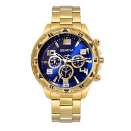 Business Men's Casual Quartz Watches Sets Analog Golden & Silvery Alloy Strap Classic Mens Wrist Watch Sets, Gifts for Men.