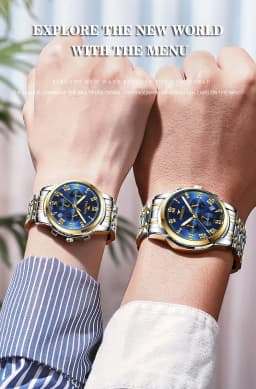 BINBOND Fashion 2pcs/Set Couple Watches Casual Men Ladies for Quartz Watch Lover Waterproof Stainless Steel Valentine Gift Watch