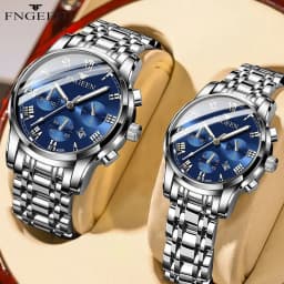 BINBOND Fashion 2pcs/Set Couple Watches Casual Men Ladies for Quartz Watch Lover Waterproof Stainless Steel Valentine Gift Watch