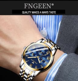 BINBOND 2pcs/Set Couple Watches Fashion Roman Scale Dial Men Ladies Quartz Watch Waterproof Stainless Steel Watch Valentine Gift