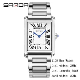 SANDA 1108/9031 Quartz Watch Roman Numeral Stainless Steel Leather Watch Band Brief Lovers Waterproof Watch Women's Watches