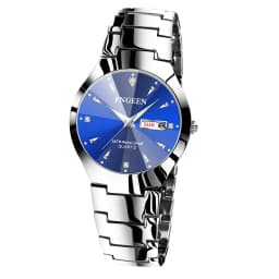 BINBOND Luxury Quartz Watches For Couple Luminous Waterproof Week Display Auto Date Stainless Steel Watch Casual Reloj