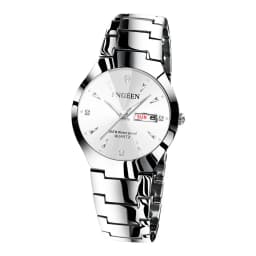 BINBOND Luxury Quartz Watches For Couple Luminous Waterproof Week Display Auto Date Stainless Steel Watch Casual Reloj