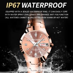 BINBOND Luxury Quartz Watches For Couple Luminous Waterproof Week Display Auto Date Stainless Steel Watch Casual Reloj