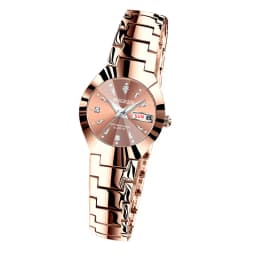 BINBOND Luxury Quartz Watches For Couple Luminous Waterproof Week Display Auto Date Stainless Steel Watch Casual Reloj
