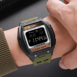SKMEI 2750 Solar Digital Watch For Men Big Number 5ATM Water Resistant Sports Men Digital Watch EL Light Week Date Outdoor Clock