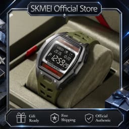 SKMEI 2750 Solar Digital Watch For Men Big Number 5ATM Water Resistant Sports Men Digital Watch EL Light Week Date Outdoor Clock