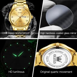 OLEVS 5563 Original Luxury Brand Couple Watch Gold Stainless Steel Quartz Watch for Men and Women Waterproof Luminous Wristwatch