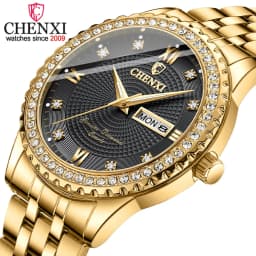 CHENXI Golden Quartz Watch Men Top Luxury Wristwatch Waterproof Golden Male Wrist Watch Man Full Steel Clock relogio masculino