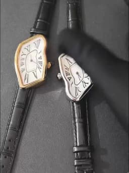 Medieval Retr Watches Alien Watches Melt And Twist Y2k Ladies Men Leather Strap Advanced Quartz Watch Irregular Case Leather