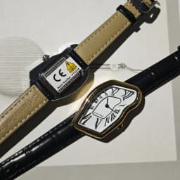 Medieval Retr Watches Alien Watches Melt And Twist Y2k Ladies Men Leather Strap Advanced Quartz Watch Irregular Case Leather