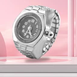 Creative Alloy Shell New Hot Selling Compact Finger Circular Arabic Numeral Scale Dial Couple Men's And Women's Ring Watch
