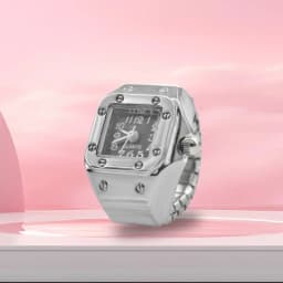 Creative Alloy Shell New Hot Selling Compact Finger Square Arabic Numeral Scale Dial Couple Men's And Women's Ring Watch