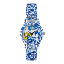 New Fashionable Blue and White Porcelain Quartz Women's Watch, Niche Luxury Elastic Strap, Couple's Model, a Pair