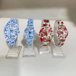 New Fashionable Blue and White Porcelain Quartz Women's Watch, Niche Luxury Elastic Strap, Couple's Model, a Pair