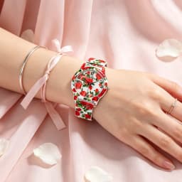 Light Luxury Niche Rose Quartz Women's Watch, Fashionable Casual Elastic Strap Couple Watch Pair
